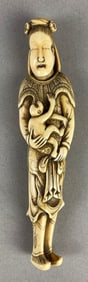 Japanese Carved Bone Netsuke Figural Doll