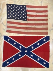 American Flag and Confederate Flag