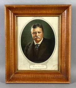 President Theodore Roosevelt Lithograph Portrait with Facsimile Signature