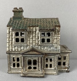 Antique Cast Iron Colonial House Bank