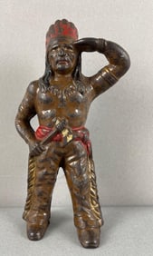 Antique Cast Iron Native American Chief Bank