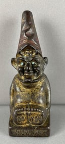 Antique Cast Iron Gnome Bank