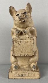 Antique Cast Iron Thrifty The Wise Pig Bank