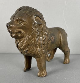 Antique Cast Iron Lion Bank