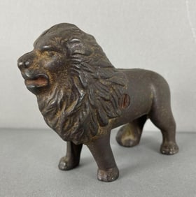 Antique Cast Iron Lion Bank