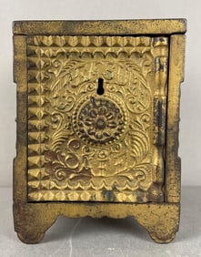 Antique J.E. Stevens Cast Iron Treasure Safe Bank