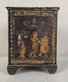 Antique Cast Iron Roller Safe Bank