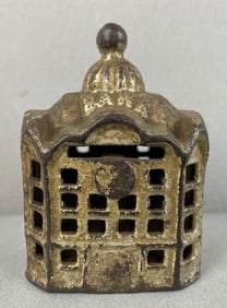 Antique Cast Iron Building Bank