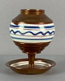 Copper Lusterware Stoneware Match Safe with Strike