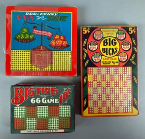 Group of 3 Vintage Punchboard Gambling Games