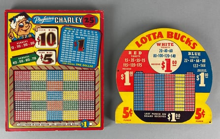 Group of 2 Vintage Punchboard Gambling Games