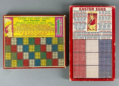 Group of 2 Vintage Easter Egg Punchboard Gambling Games