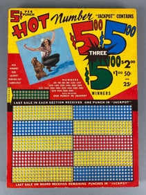 Vintage Hot Number $5 Punchboard Gambling Game