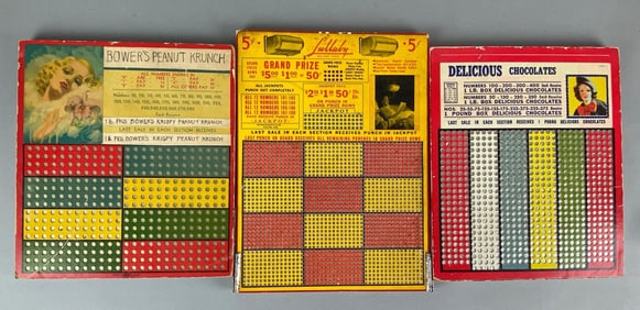 Group of 3 Vintage Punchboard Gambling Games