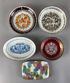 Group of 5 Steinbock-Email Enamel Plates