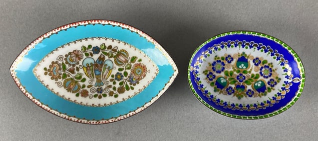 Group of 2 Steinbock Enamel Floral Plates