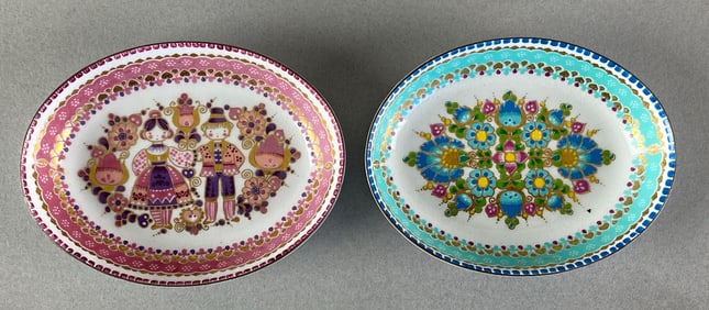 Group of 2 Steinbock Enamel Floral Plates