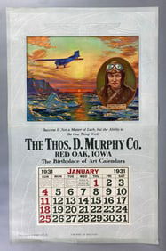 NOS January Thos D Murphy Co Red Oak Iowa Advertising Art Calendar Sample
