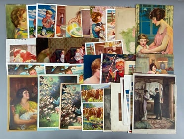 Group of NOS Vintage 40+ Child Lithograph Prints