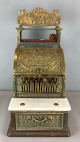 Antique Chas W Fish Lbr. Co. Brass National Cash Register