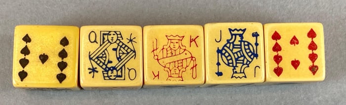 Set of 5 Vintage Bakelite Poker Dice