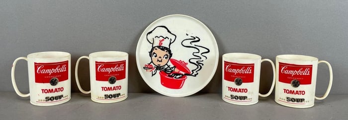 Set of Vintage Campbells Tomato Soup Plastic Advertising Mugs