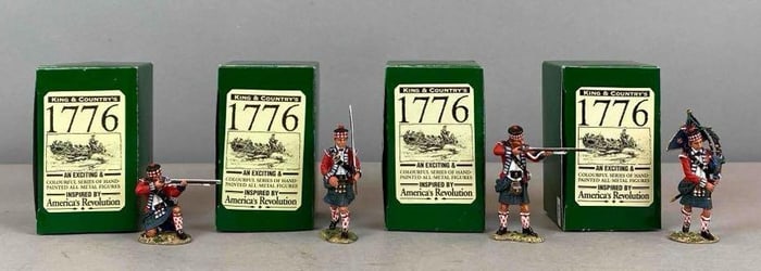 Group of 4 2003 King and Country 1776 Painted Metal Soldier Figurines