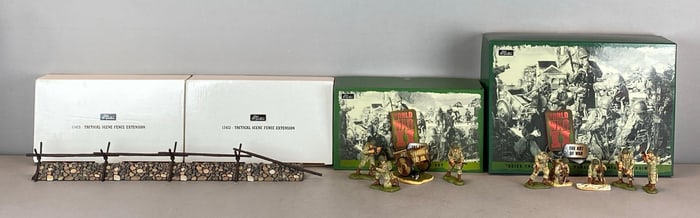 Group of 4 Britain Painted Metal Figurines and Scenery