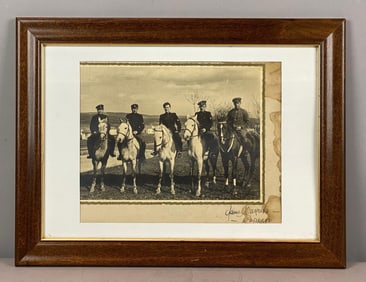 Antique Photograph of European Mounted Horseback Soldiers