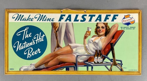 Vintage Falstaff Beer Cardboard Advertising Sign