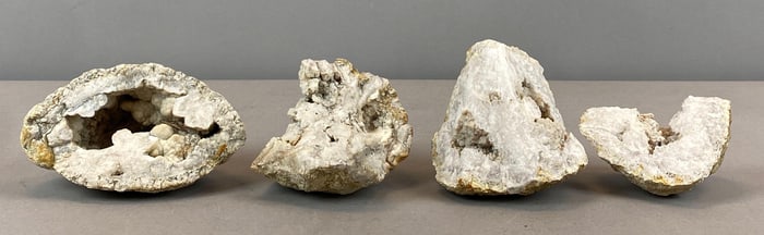 Group of 4 Chunks of Druzy Quartz Geode
