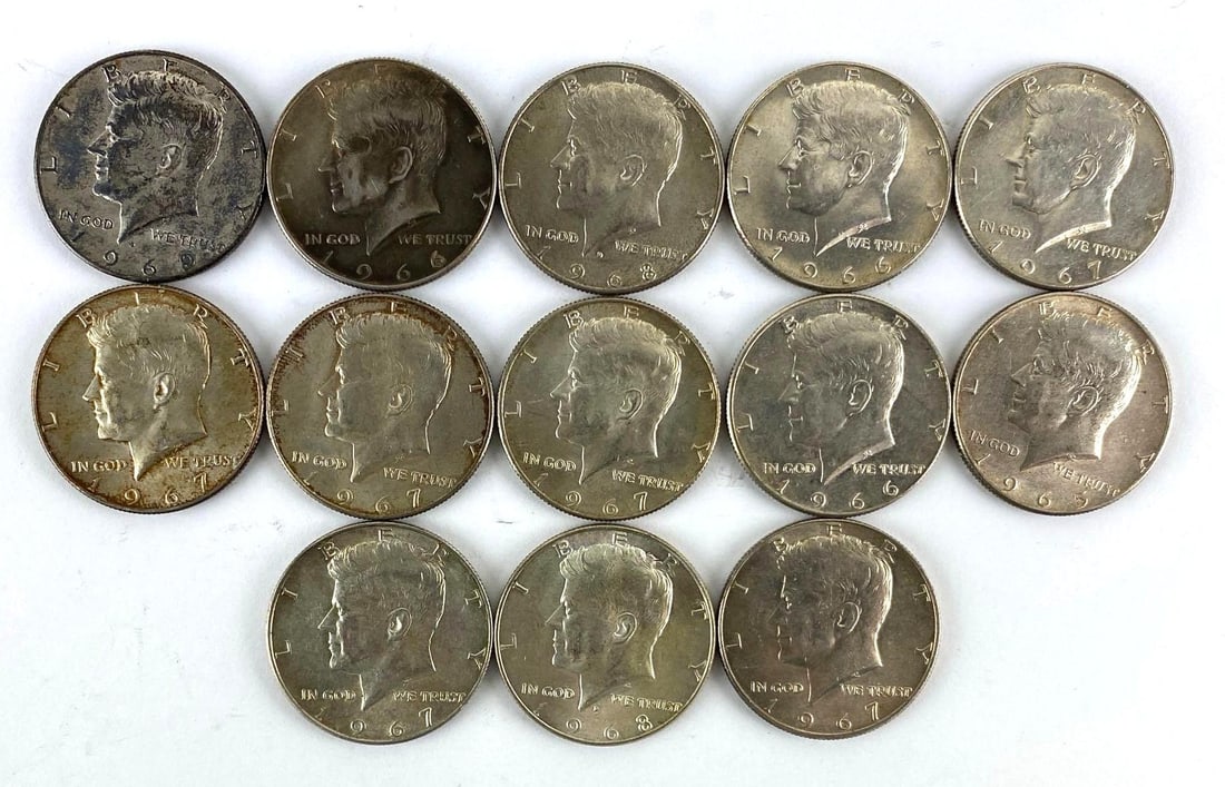 Group of 13 US Kennedy Half Dollars (1 of 2)