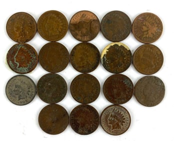 Group of 18 Indian Head Cents