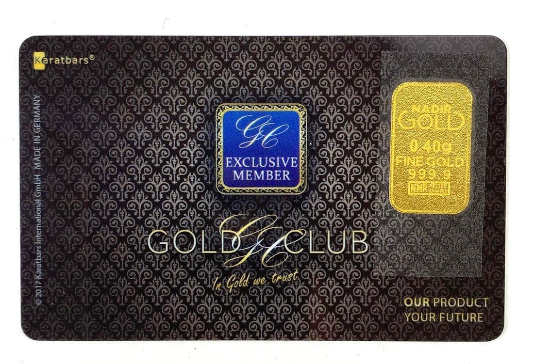 Karatbars Exclusive Member 0.40G 999.9 Fine Gold Ingot/Bar: Karatbars Exclusive Member 0.40G 999.9 Fine Gold Ingot/Bar