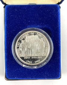 1994  The Republic of the Marshall Islands $50 Heroes of the Philippines. 1 oz .999 Silver Coin
