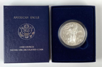 Uncirculated 2008-W US $1 Silver Eagle 1oz Fine Silver Coin