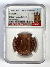 NGC Graded 1967 Great Britain Penny Genuine Queen Elizabeth II