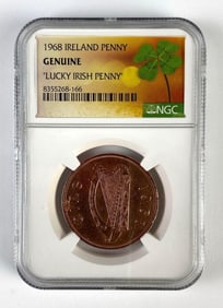 NGC Graded 1968 Ireland Penny Genuine Lucky Irish Penny
