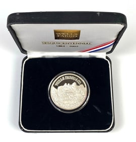 2002 Wells Fargo Sesquicentennial 1oz .999 Fine Silver Round