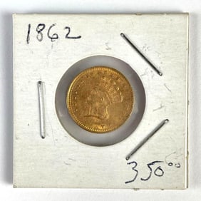 1862 US $1 Indian Princess Head Gold Coin