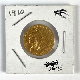 1910 US $2.50 Indian Head Gold Coin