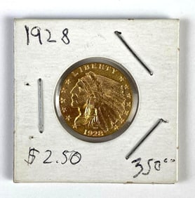 1928 US $2.50 Indian Head Gold Coin