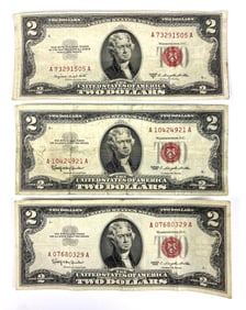 Group of 3 1963 US $2 Bank Notes