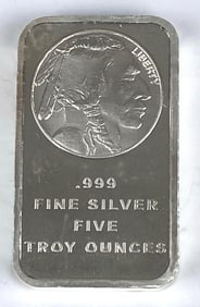 Silvertowne Buffalo 5 Troy Oz .999 Fine Silver Bar