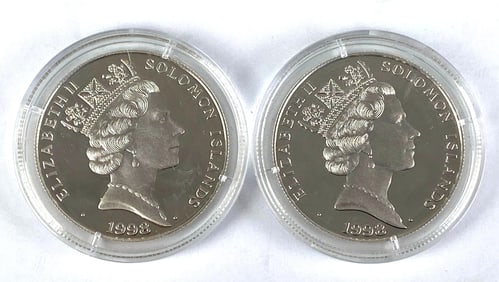 Group of 2 1998 Solomon Islands Princess Diana $5 .925 Silver Coins