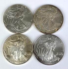 Group of 4 2000s 1 Oz .999 Fine Silver $1 Eagle Coins
