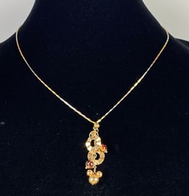 18K Italian Gold Chow Sang Sang Walt Disney Pendant Necklace