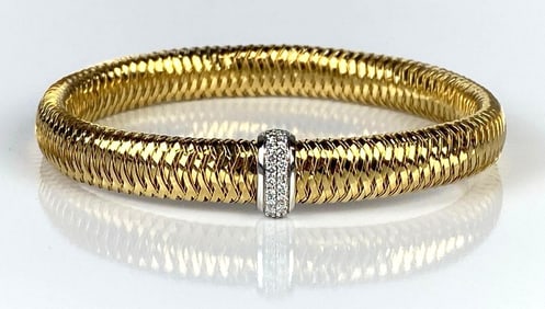 Roberto Coin 18K Gold Primavera Woven Bracelet with Diamond and Ruby Accents