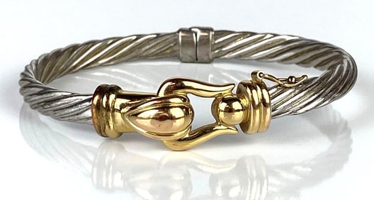 14K Gold and Sterling Silver Bangle Bracelet