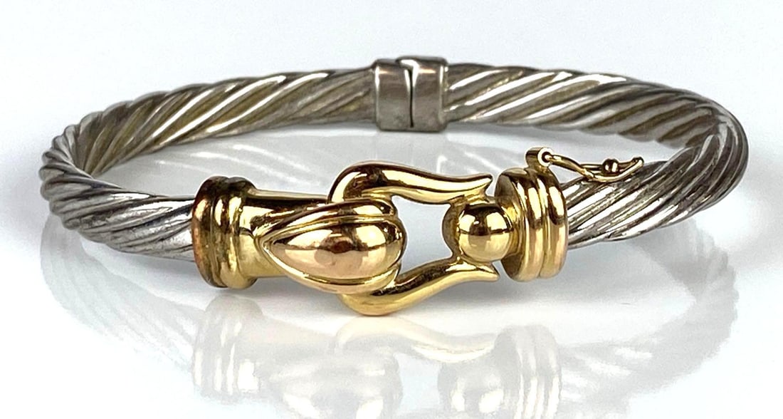 14K Gold and Sterling Silver Bangle Bracelet (1 of 6)
